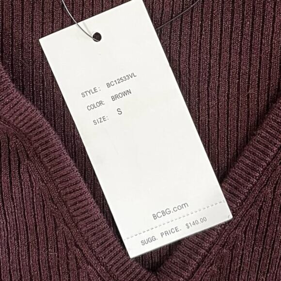 NEW BCBGMaxAzria Longline Ribbed Belted V Neck Fitted Layering Sweater S NWT - Picture 8 of 16